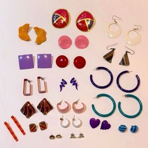 Vintage 1980s‎ Metal Earrings Lot 20 Pair